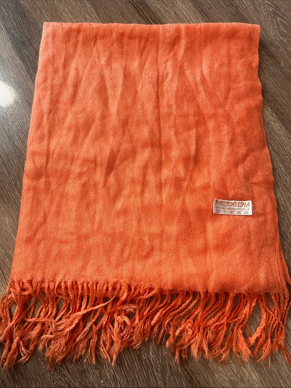 pashmina Orange Fringed Pashmina Scarf